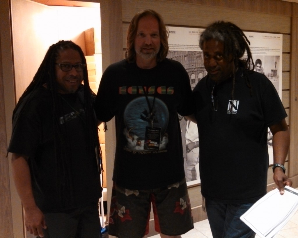 Andrew Colyer with Kendall Scott (UK, Project Object) and Andre Cholmondeley (YES, UK, ELP, Adrian Belew, Project Object)