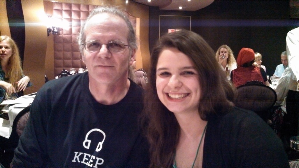 Composer/guitarist/vocalist Tom Tutino of the Prog Rock Orchestra with his lovely daughter on the 2014 YES Cruise to the Edge